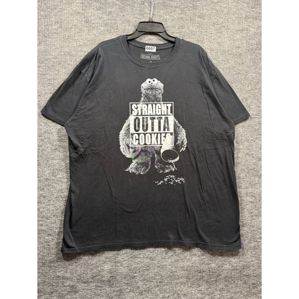 Sesame Street Cookie Monster Straight Outta Cookies Graphic Tee Black 2X